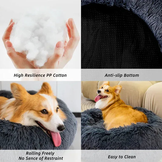 Pet Beds for Cats Dog Bed Washable Anti Anxiety Fluffy Dog Bed 50cm