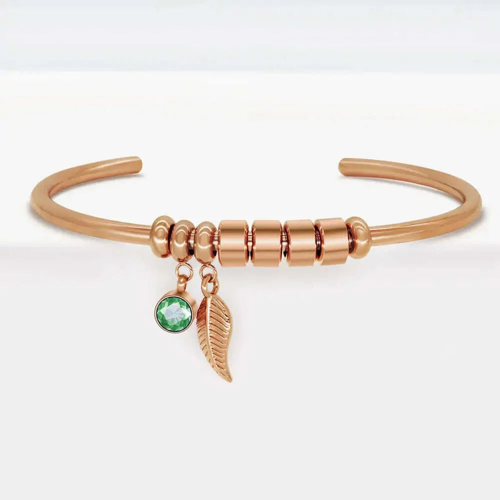 Diy Beaded Lettering Stainless Steel Bracelet Rose Gold / 9beads