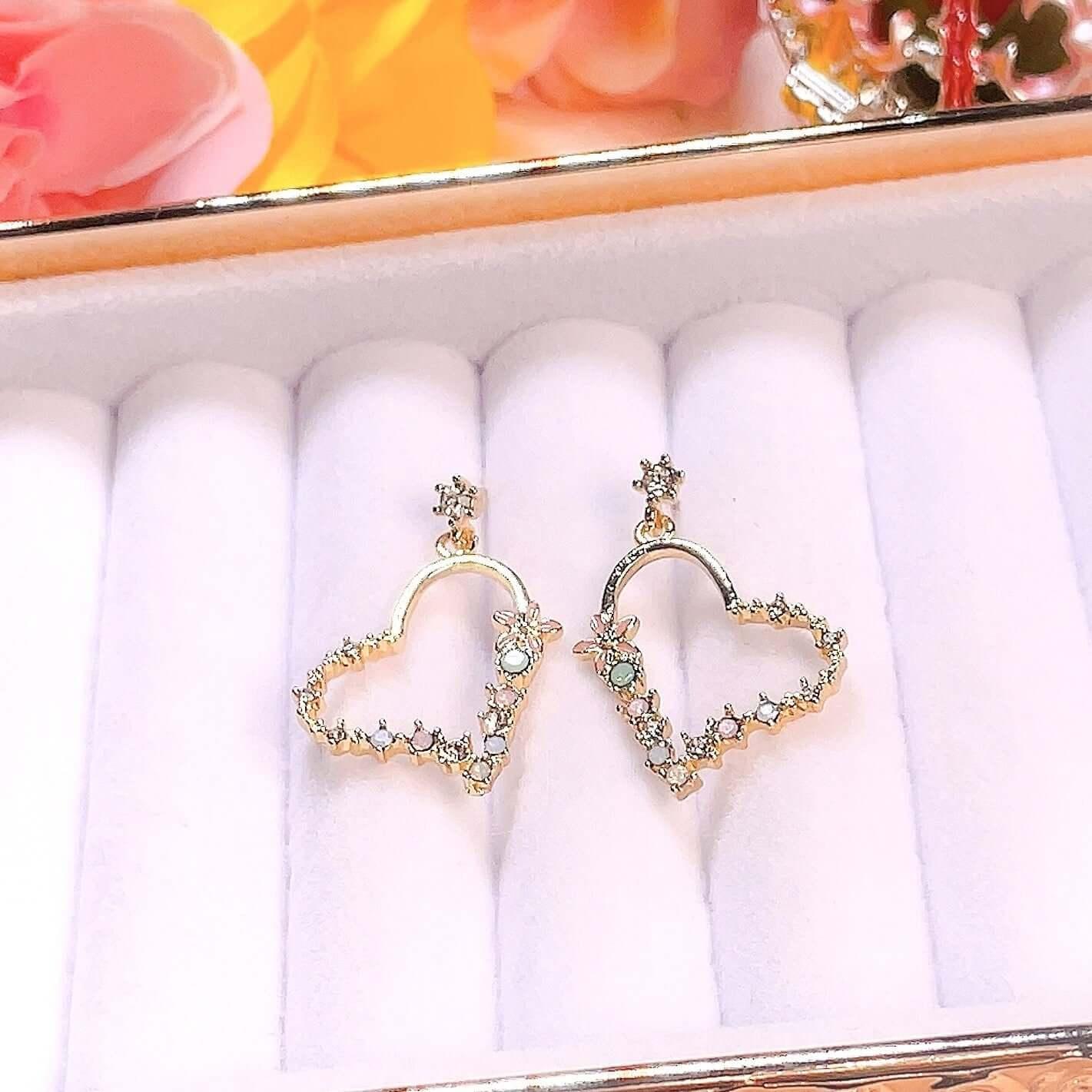 Heart Floral Dangle Earrings Default Title