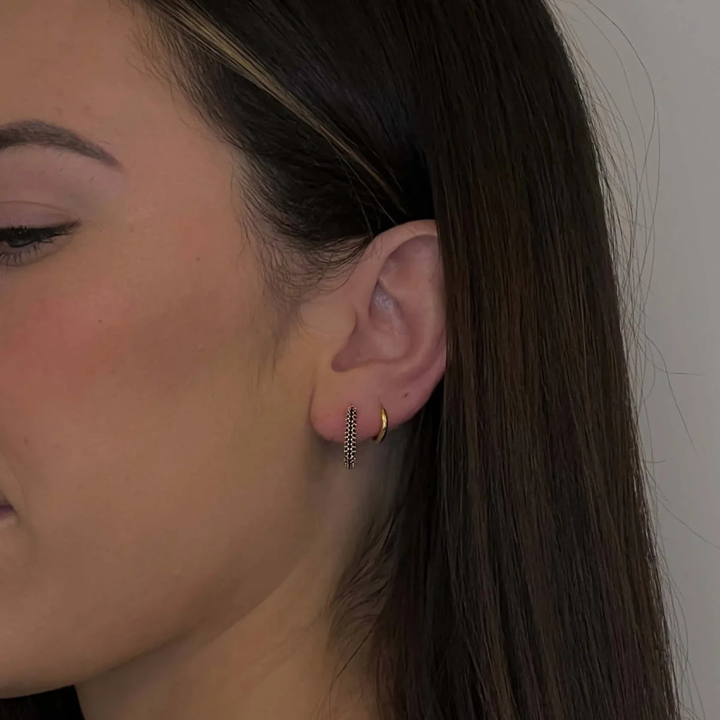 Rectangle Stone Earrings- Gold with Black Stone Default Title