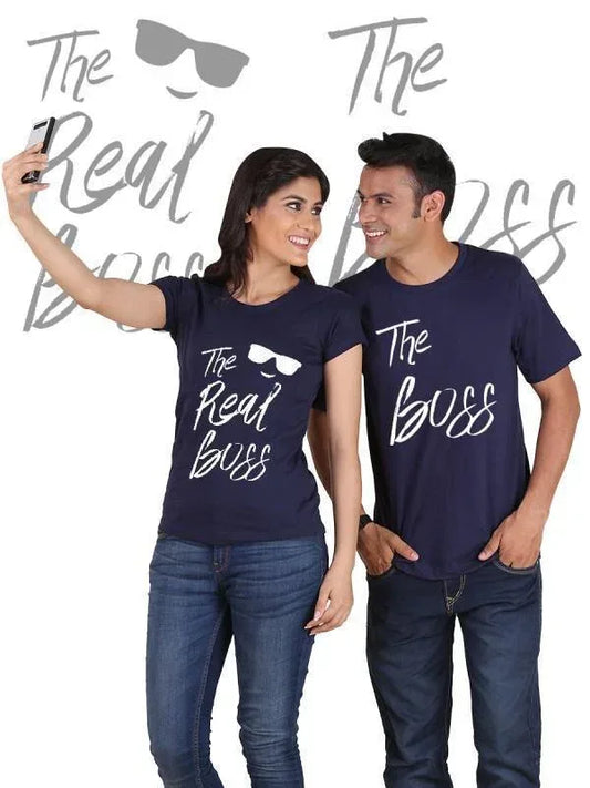The Real Boss Couple T-Shirts Small / Medium