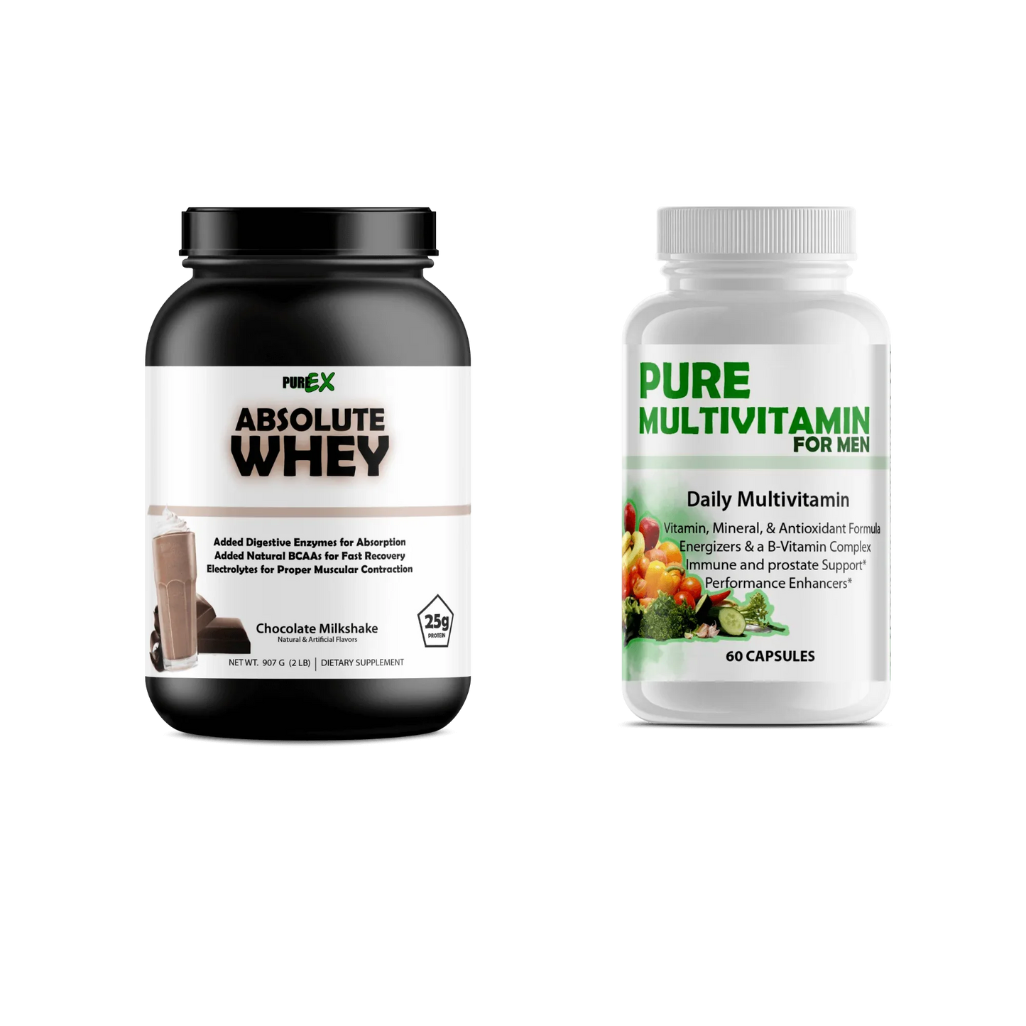 Multivitamins + Protein Pure Multivitamins Mens + Absolute Whey Chocolate