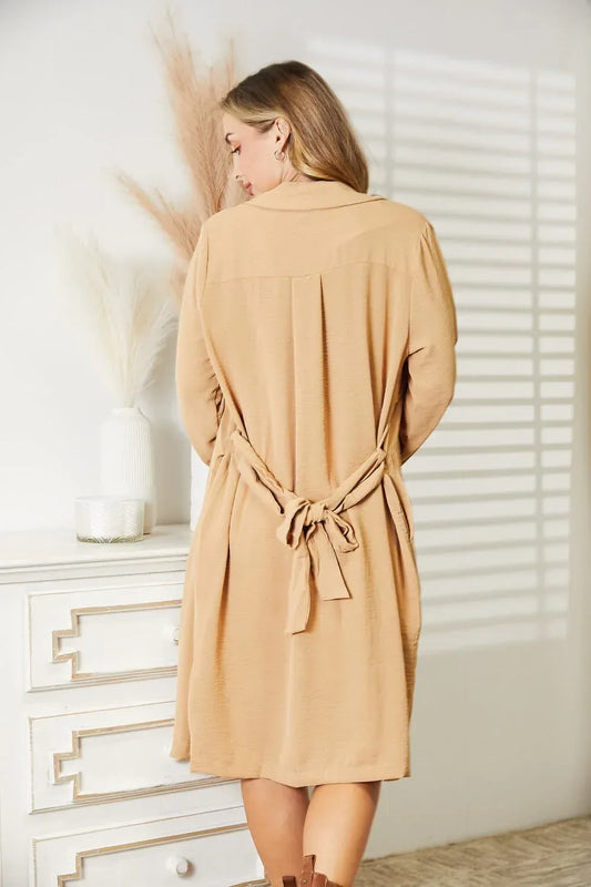 Culture Code Full Size Tied Trench Coat with Pockets Tan / S