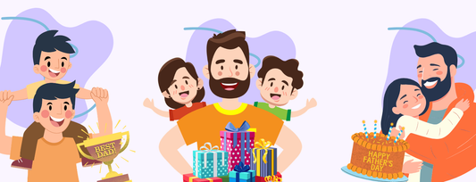 Gifts for my father illustrations of happy father and kids