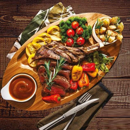 Bamboo 3 Section Platter 18" inch X 10" inch |For Appetizers / Barbecue / Burger Sliders Default Title