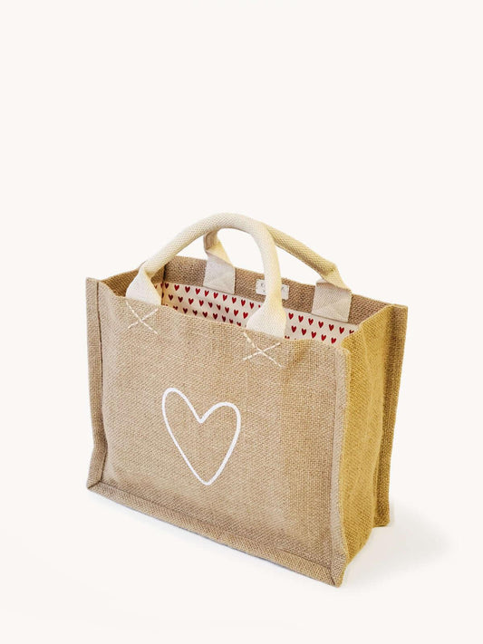 Jute Canvas Gift Bag - Love Default Title