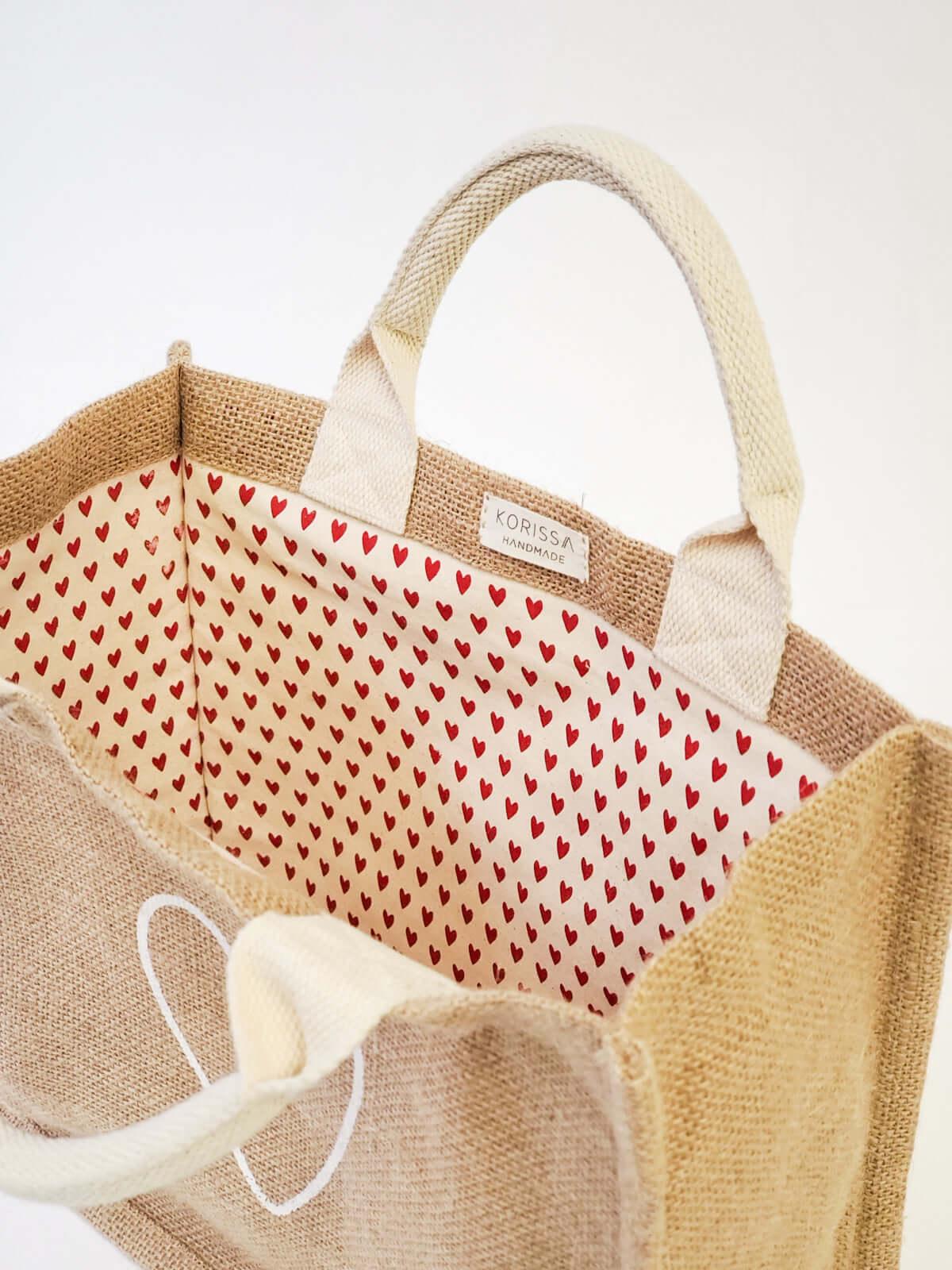 Jute Canvas Gift Bag - Love Default Title