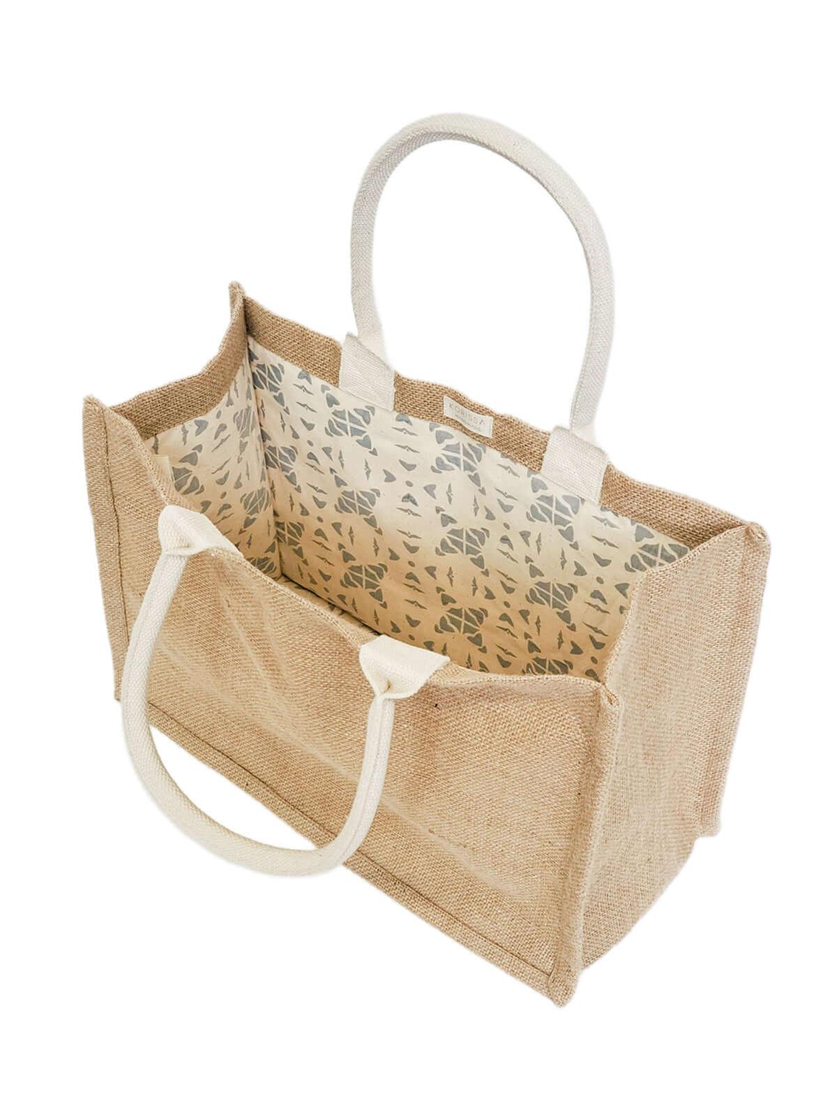Jute Canvas Shopping Bag With Pompom Default Title