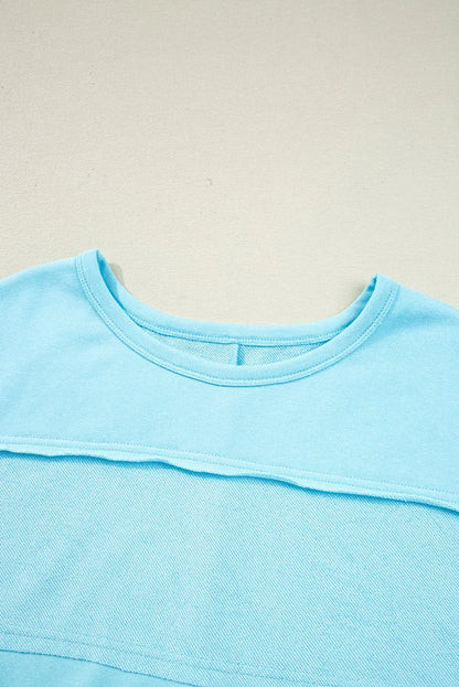 Plus Size Solid Pullover Top and Shorts Set 1X / Aruba Blue