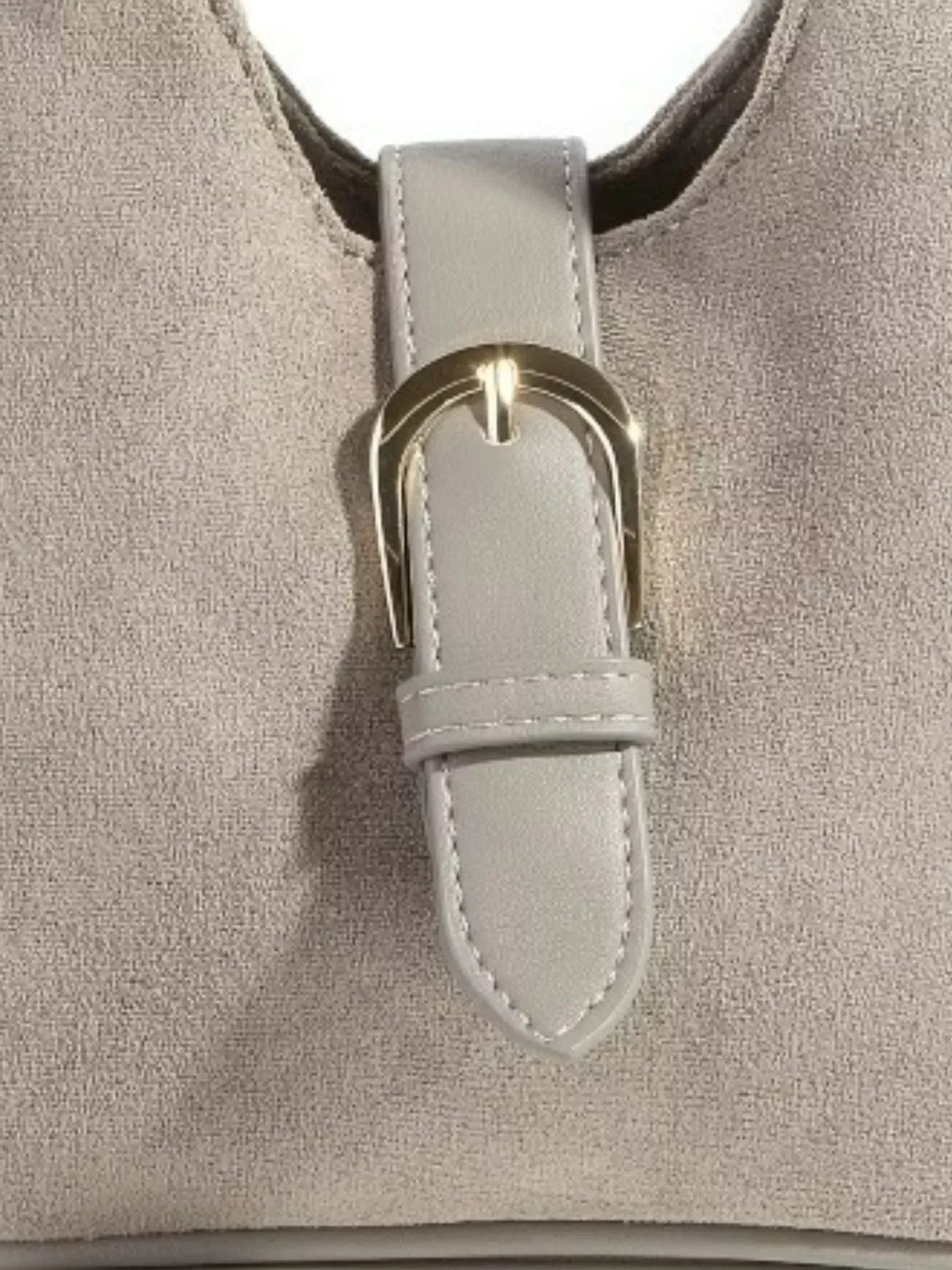 Fame Buckle Accent Faux Suede Hand Bag KA / one size
