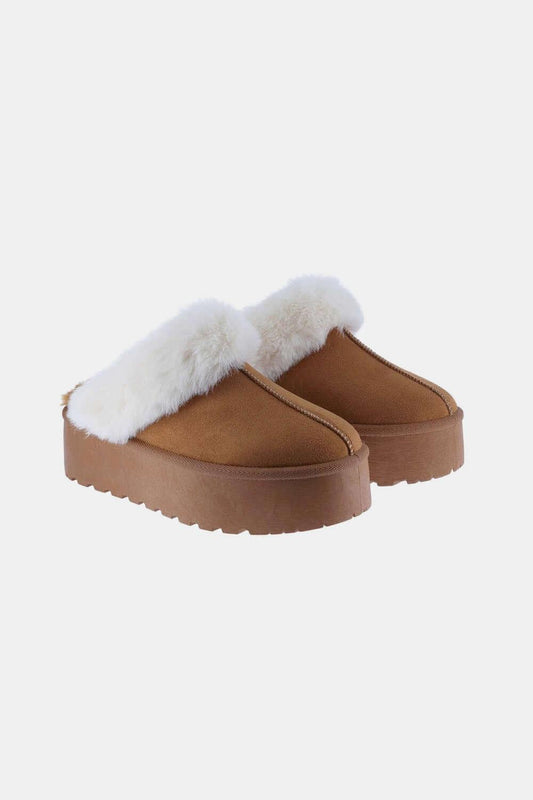 Weeboo Thick Bottom Fur Trim Snow Slippers Tan / 6.5
