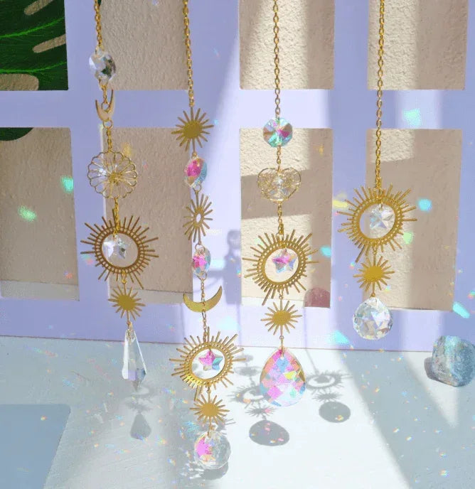 Golden Moon & Star Crystal Sun Catcher A