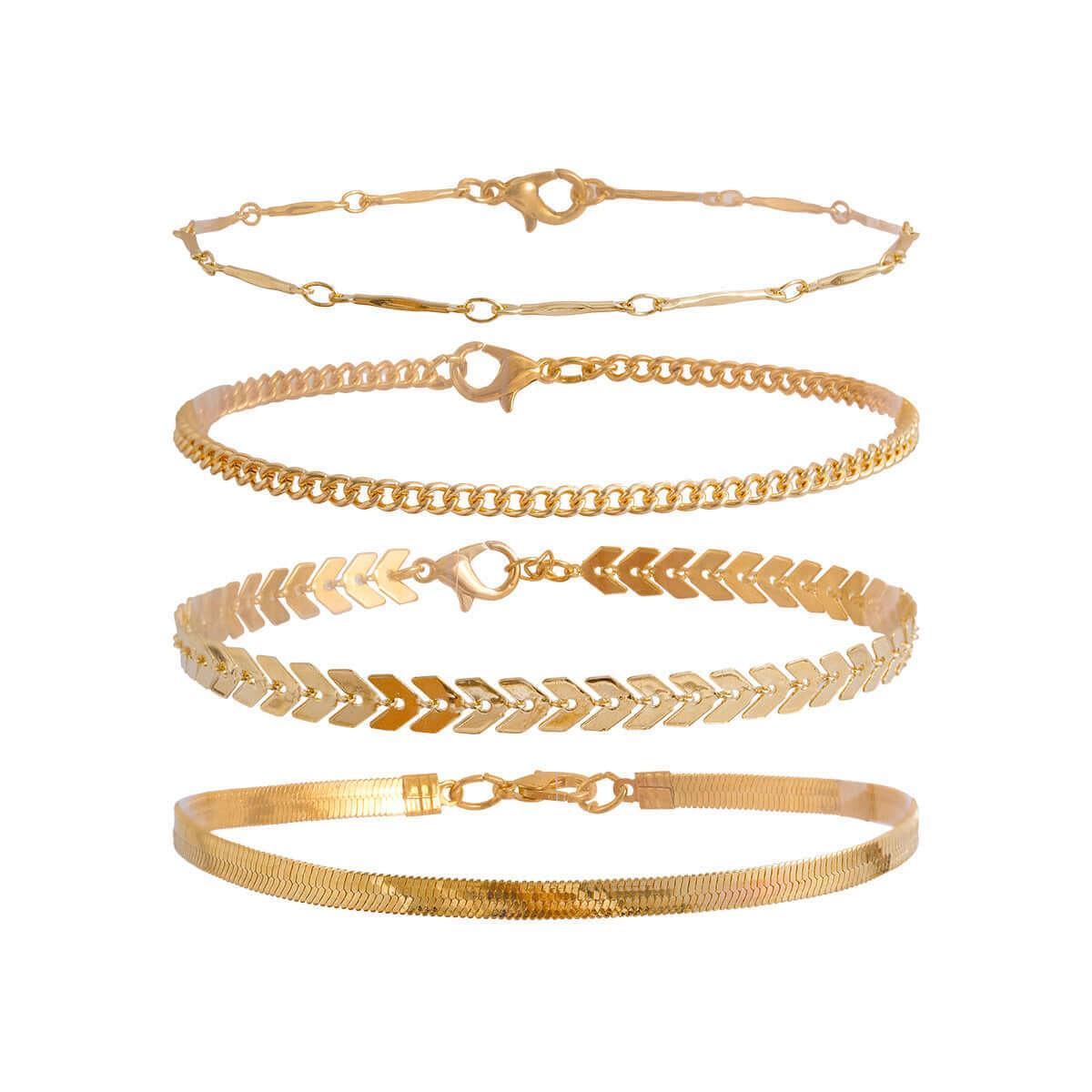 Love Beaded Punk Chain Foot Chain Set Hip Hop Personalized Snake Bone Chain Foot Anklet 01 Gold 4512