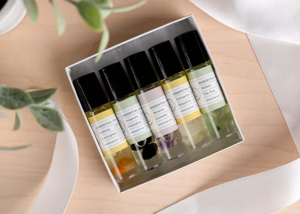 Essential Oils Roll-On with Crystals - set of 5 Yes