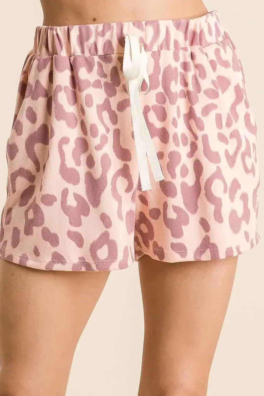 BiBi Leopard Shorts with Twill Tape Drawstring MAUVE / S