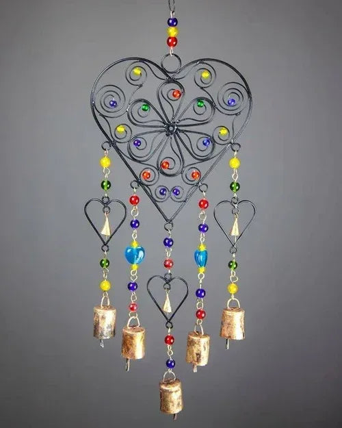 Beaded Heart colored glass chime Default Title