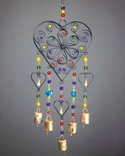 Beaded Heart colored glass chime Default Title