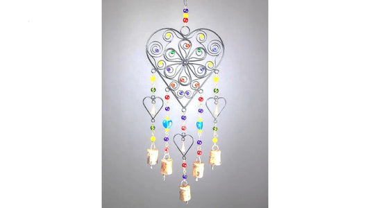 Beaded Heart colored glass chime Default Title