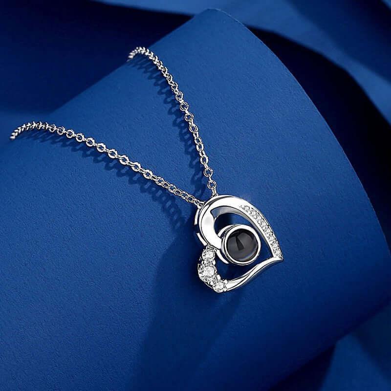 I Love You 100 Languages Personalized Projection Necklace PLATINUM Language version