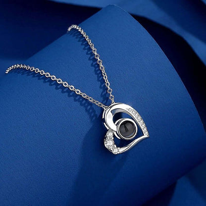 I Love You 100 Languages Personalized Projection Necklace PLATINUM Language version