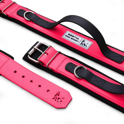 BESTIA DOG SPORT HANDLE COLLAR NEON PINK XXL- fits a neck of 25.6 - 29.5 inch