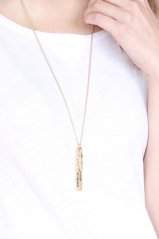 "She Believed She Could" Message Charm Pendant Necklace