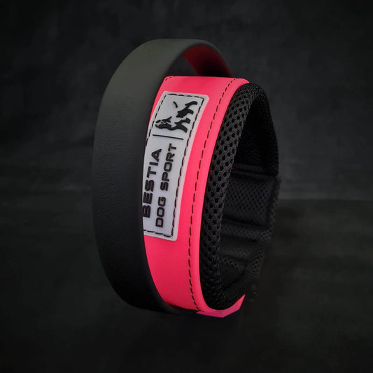 BESTIA DOG SPORT HANDLE COLLAR NEON PINK XXL- fits a neck of 25.6 - 29.5 inch