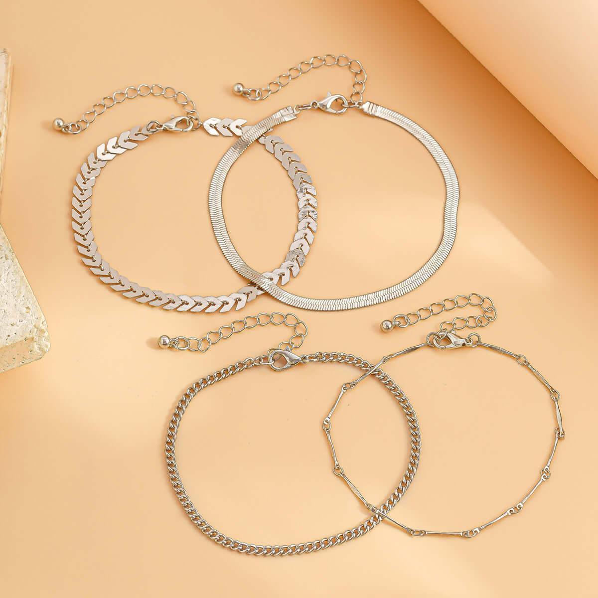 Love Beaded Punk Chain Foot Chain Set Hip Hop Personalized Snake Bone Chain Foot Anklet 01 Gold 4512