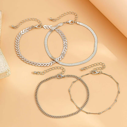 Love Beaded Punk Chain Foot Chain Set Hip Hop Personalized Snake Bone Chain Foot Anklet 01 Gold 4512