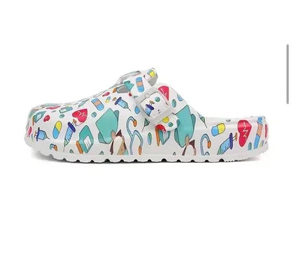 Nurses Shoes Platform EVA Clogs Mules - Lightweight Women Girls Slides 9.5 / White