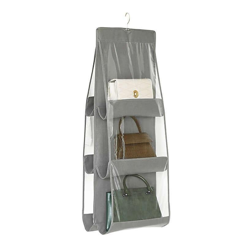 Bag storage hanging bag hanging double-sided transparent six-layer storage bag bedroom wardrobe storage bag dust bag Gray 6 grids [thick double layer] / 36**85cm