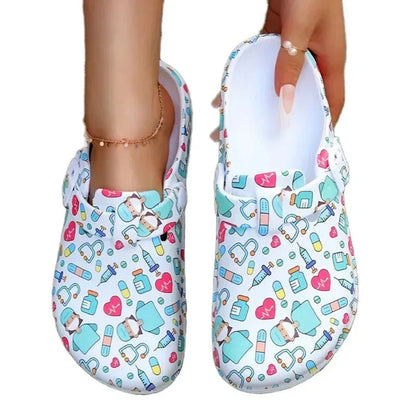 Nurses Shoes Platform EVA Clogs Mules - Lightweight Women Girls Slides 9.5 / White