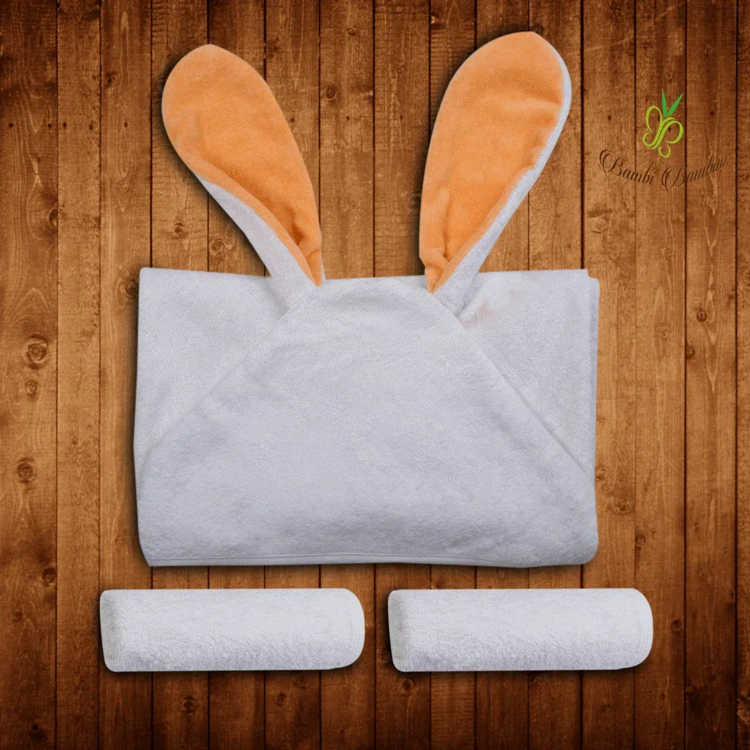 Amber Bunny Hooded Towel & 2 Washcloths Default Title