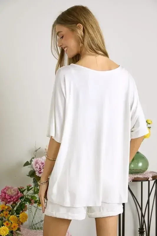 ADORA Sequin US Flag Pocketed Top Off White / S