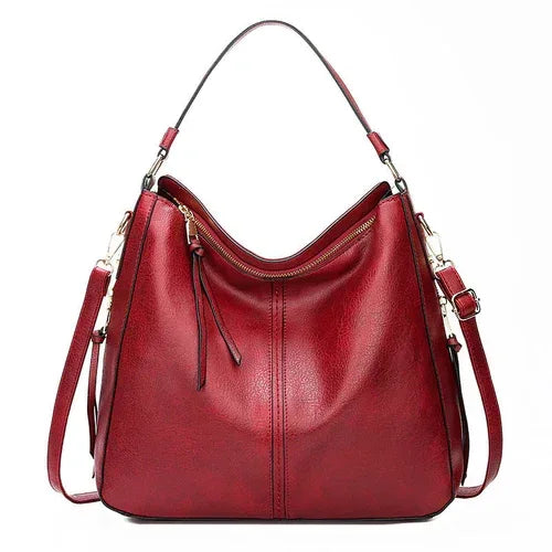 Hobos Zipper Bucket Bags With Adjustable Shoulder-strap Handbags Red