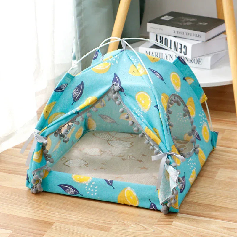 Cat Tent Cat Cat House Enclosed Pet Bed M / Cherry