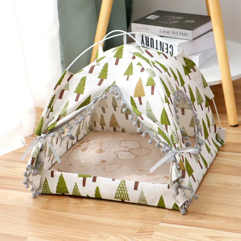 Cat Tent Cat Cat House Enclosed Pet Bed M / Cherry
