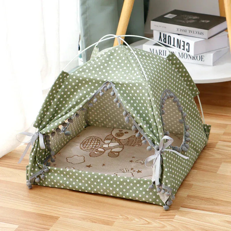Cat Tent Cat Cat House Enclosed Pet Bed M / Cherry