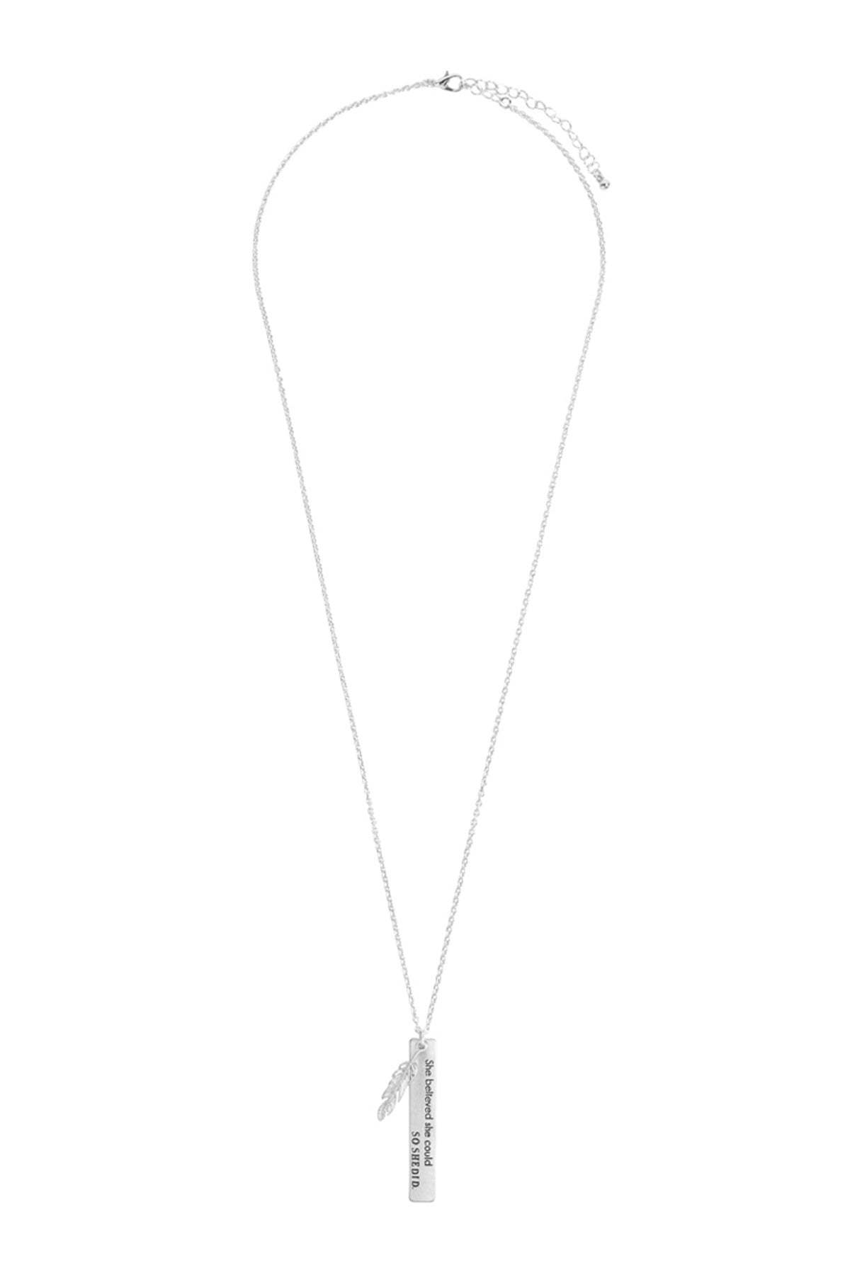"She Believed She Could" Message Charm Pendant Necklace