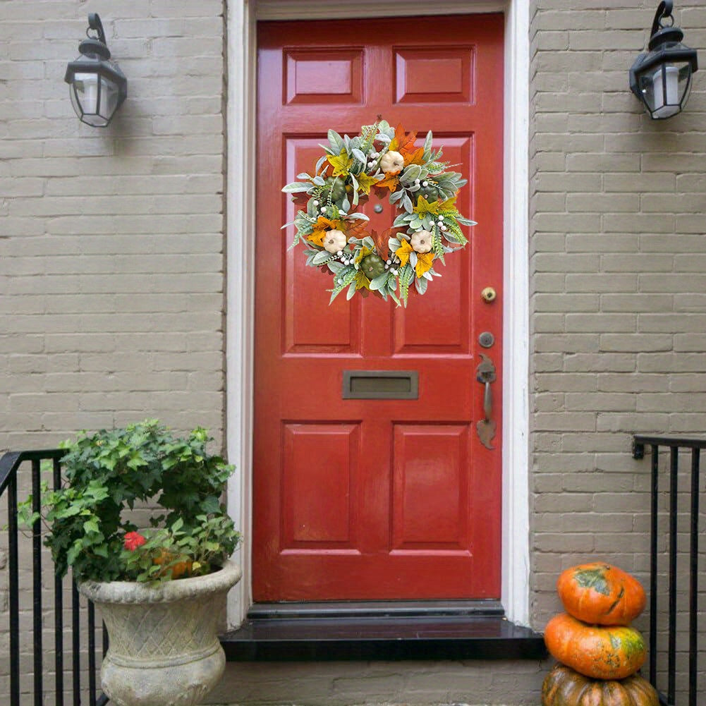 Thanksgiving Wreaths Harvest Festival Pumpkin Maple Leaves