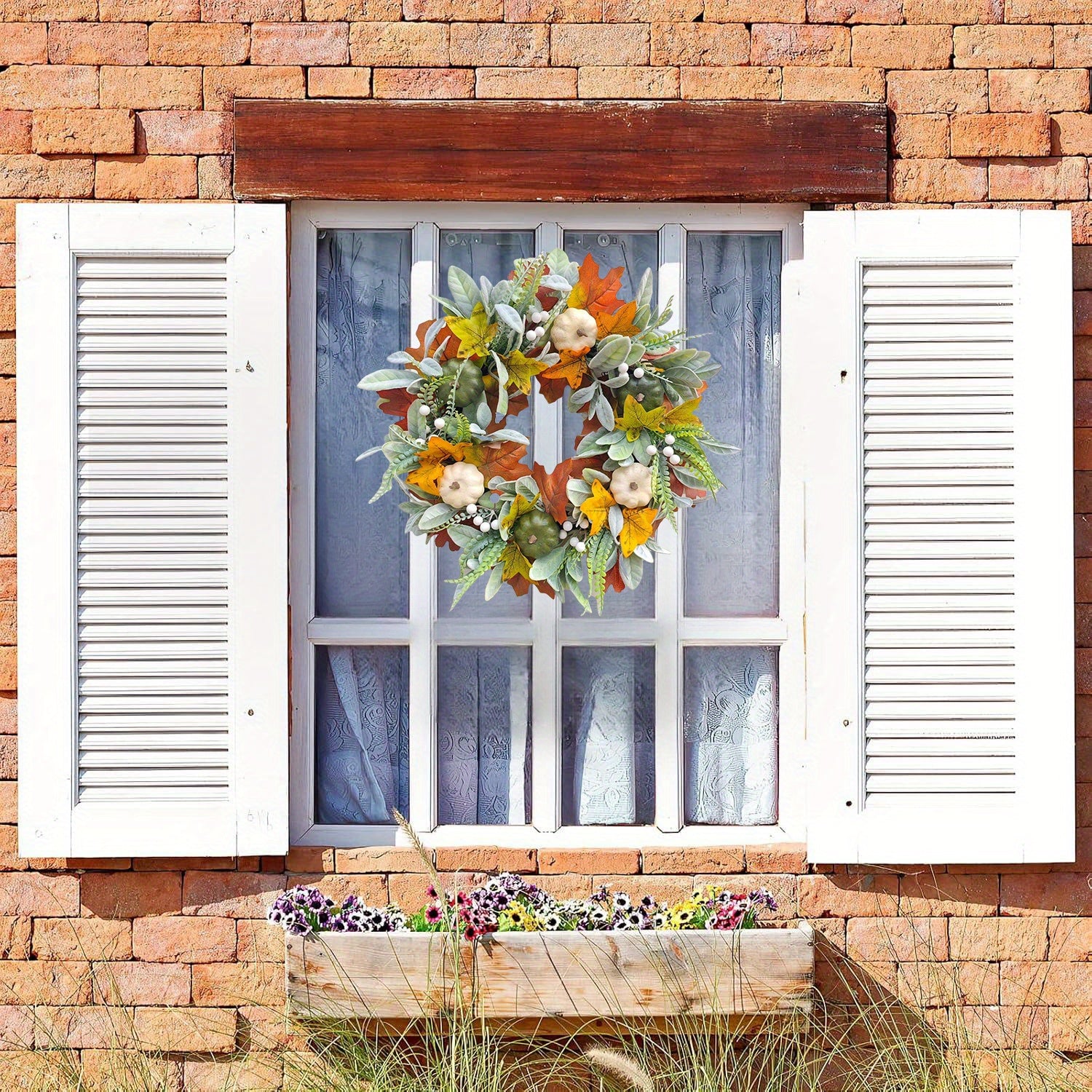 Thanksgiving Wreaths Harvest Festival Pumpkin Maple Leaves