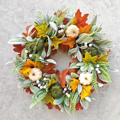 Thanksgiving Wreaths Harvest Festival Pumpkin Maple Leaves 17.72 Inches / United States