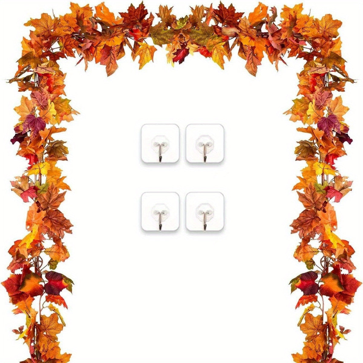 2Pcs Fall Garland Maple Leaf, 5.9ft Hanging Garland Thanksgiving Decor for Home