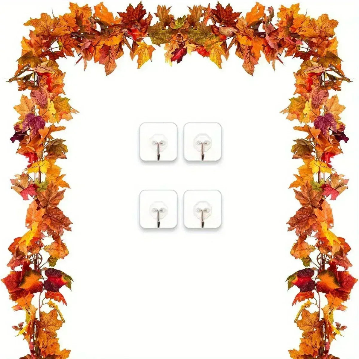 2Pcs Fall Garland Maple Leaf, 5.9ft Hanging Garland Thanksgiving Decor for Home Orange / United States