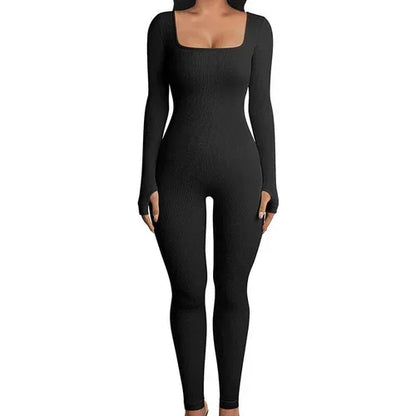 Seamless Jumpsuit Long Sleeve Shapewear Hip Lift Yoga Jumpsuit Sports S / Black