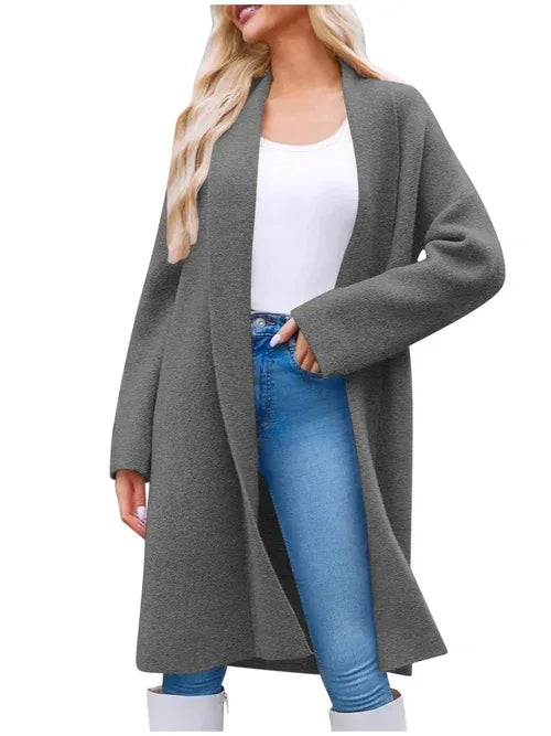 Open Front Longline Coat S / Dark Gray