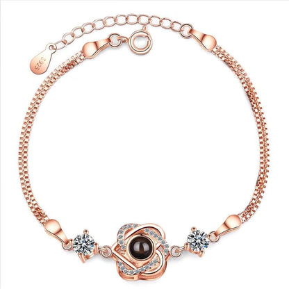 Customized color photo projection s925 pure silver six pointed star bracelet with 100 languages for birthday commemoration eprolo