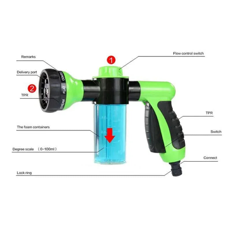 Foam Spray Water Gun – Car, Garden & Pet Washer Green