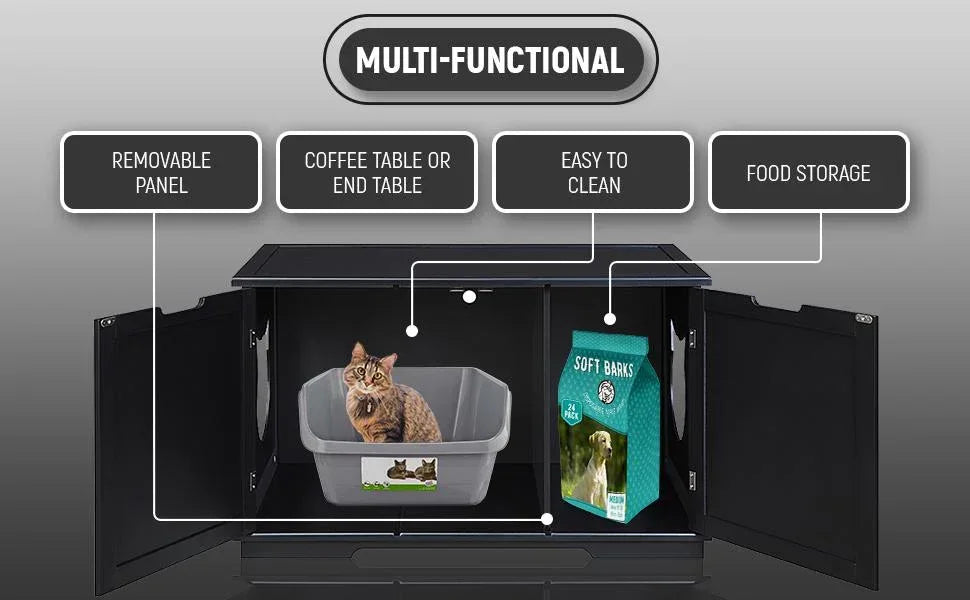 X-Large Cat Washroom Bench Litter Box Enclosure Furniture Box House Brown