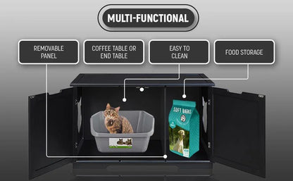 X-Large Cat Washroom Bench Litter Box Enclosure Furniture Box House Brown
